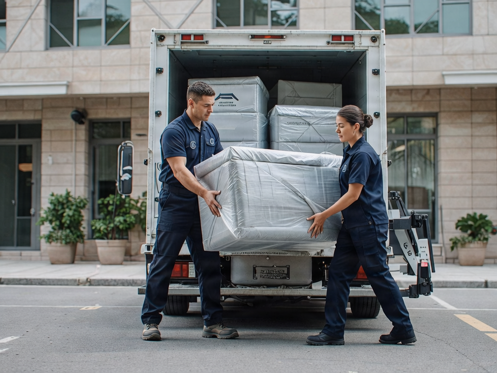 Movers unloading furniture at new home Abu Dhabi